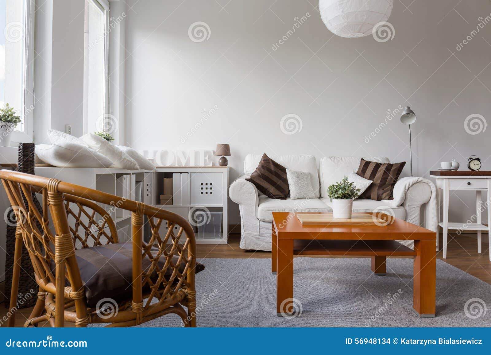 Wicker Armchair in Living Room Stock Photo - Image of couch, living