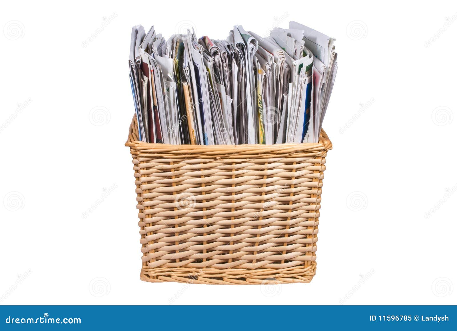Wicker Basket with Newspapers and Catalogs Stock Image Image of