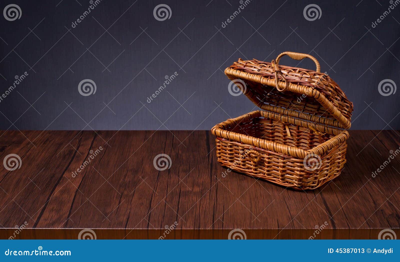 Wicker Basket, Wooden Table Stock Image Image of backdrop, handmade