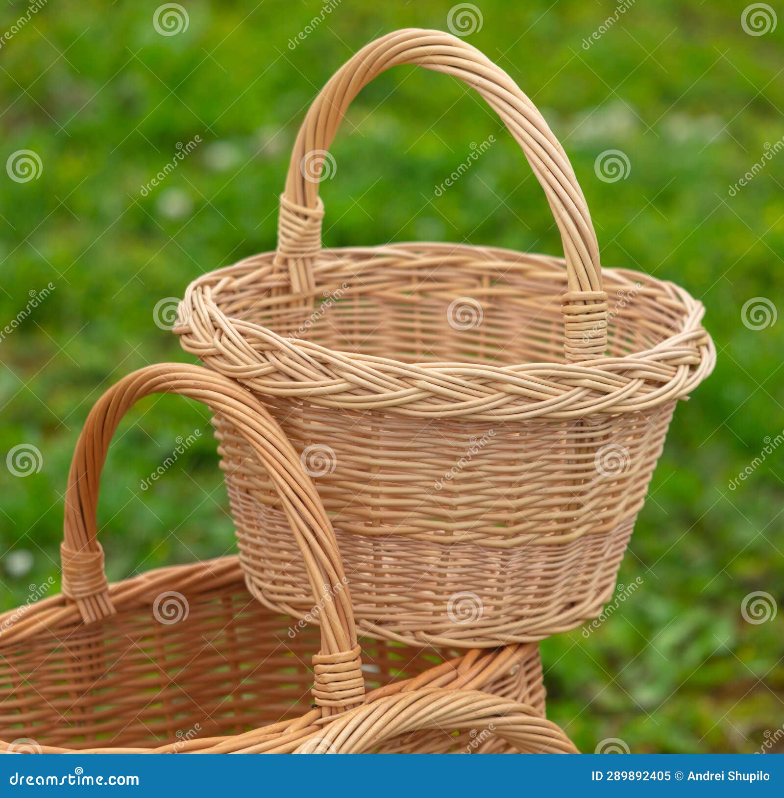 Wicker Baskets on Green Grass Stock Image Image of fresh, park 289892405