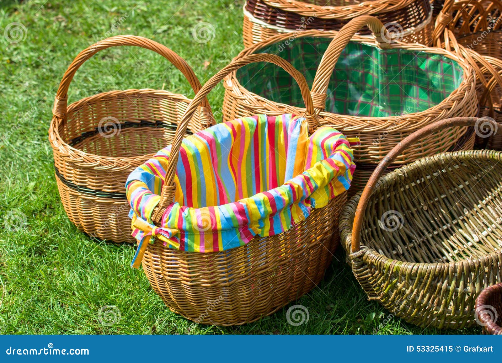 Wicker Baskets at Market stock image. Image of assorted 53325415