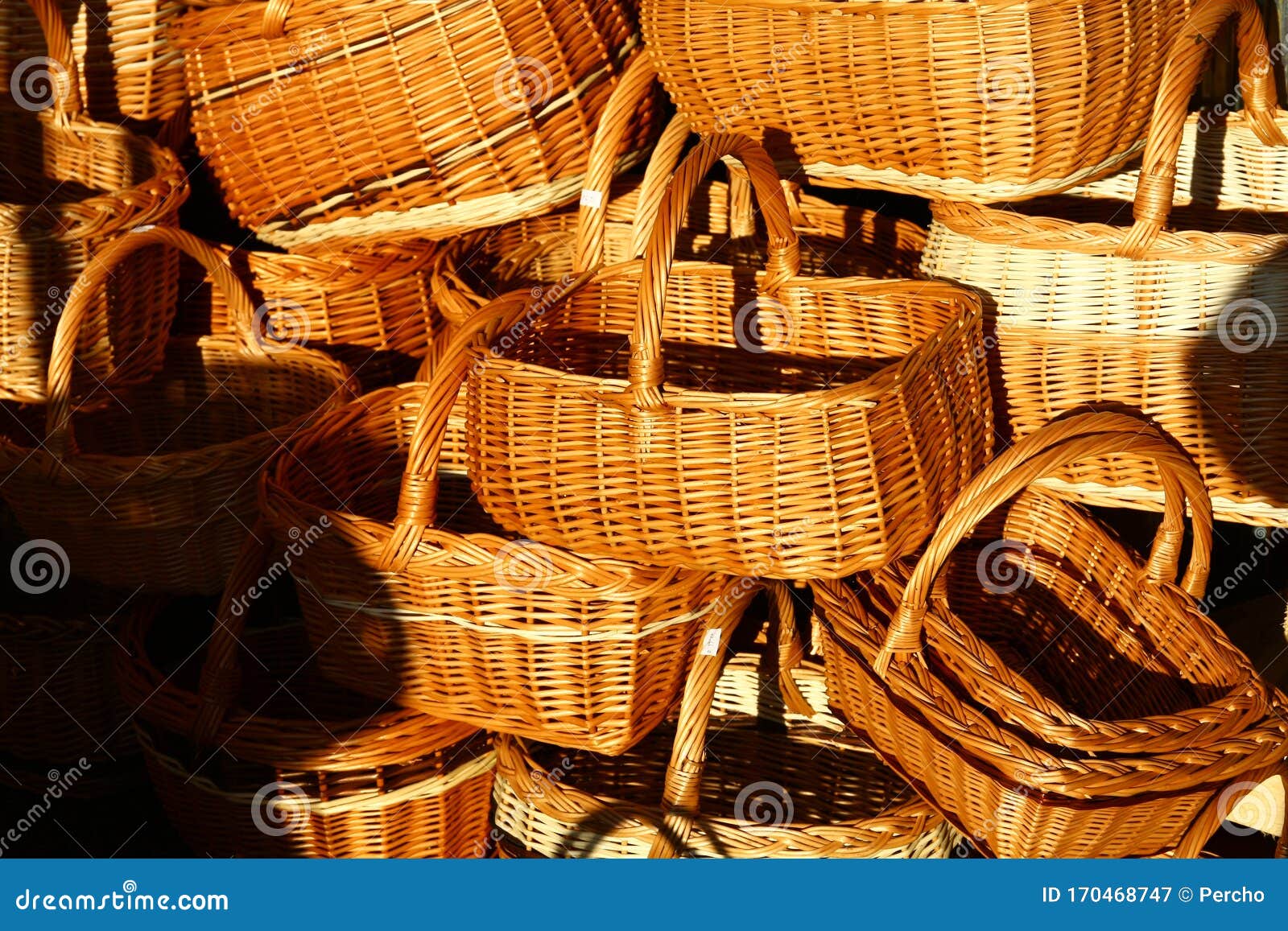 Wicker baskets stock image. Image of street, nature 170468747