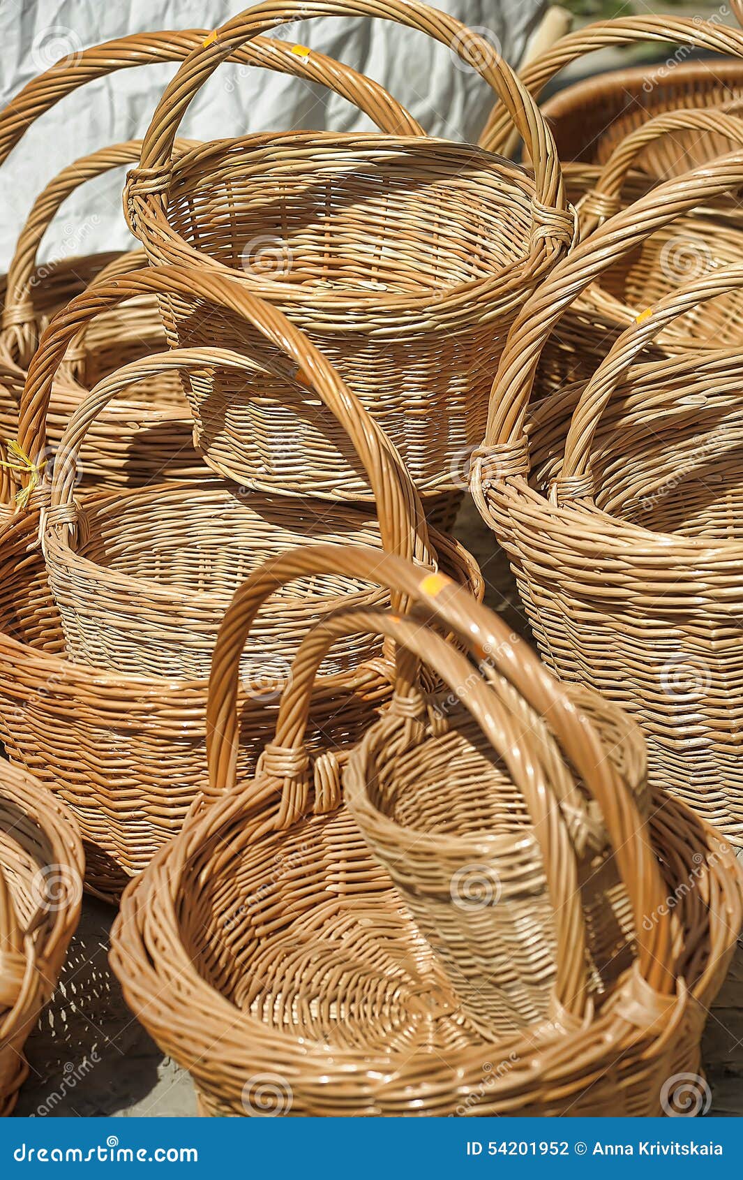 Wicker baskets for sale stock photo. Image of articles 54201952