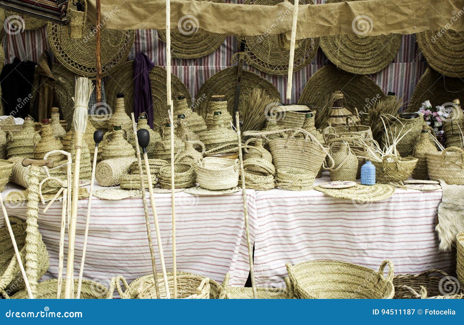 Wicker Baskets Shop stock image. Image of gift, cane 94511187
