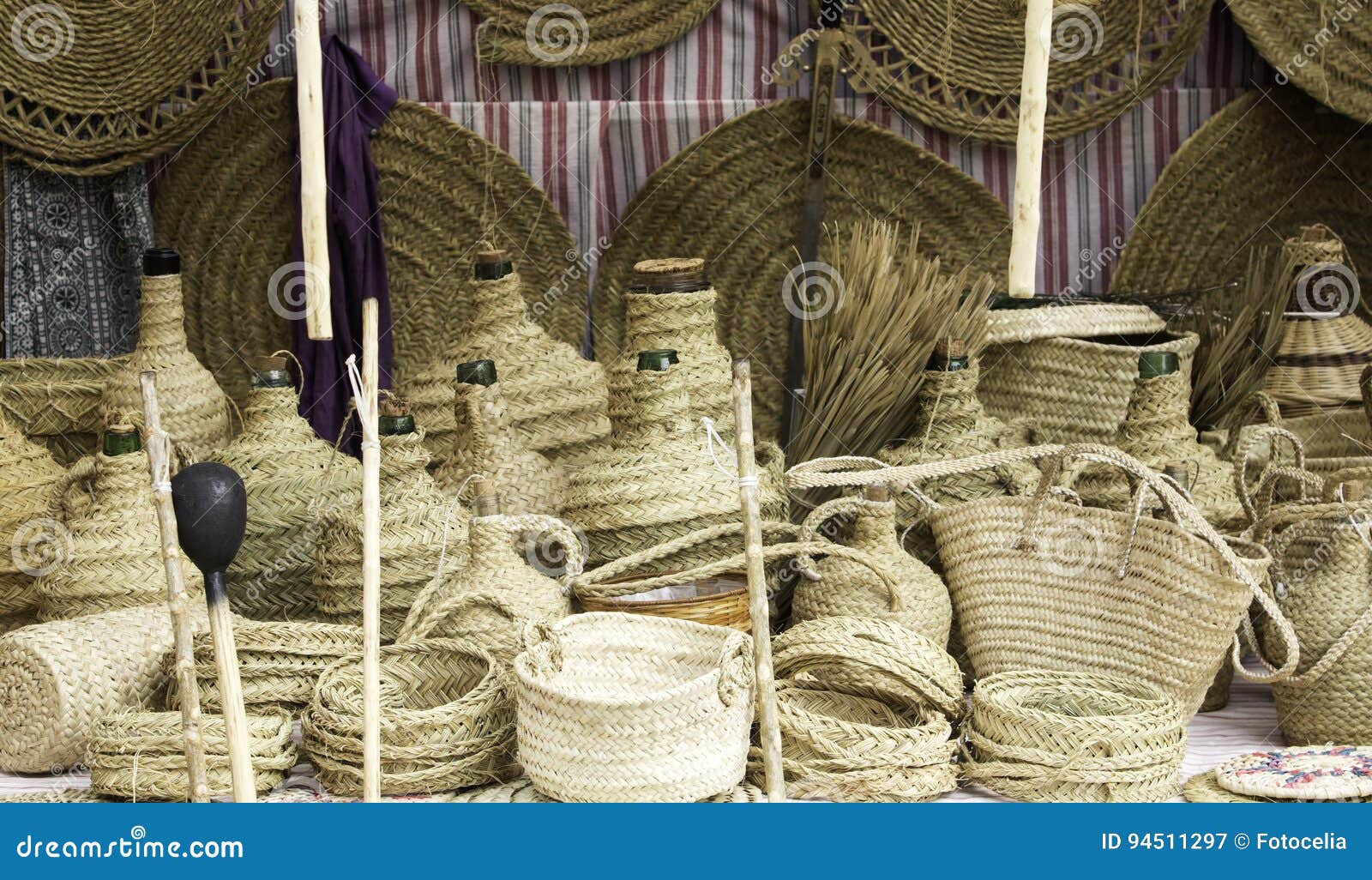 Wicker Baskets Shop stock image. Image of baskets, decorative 94511297