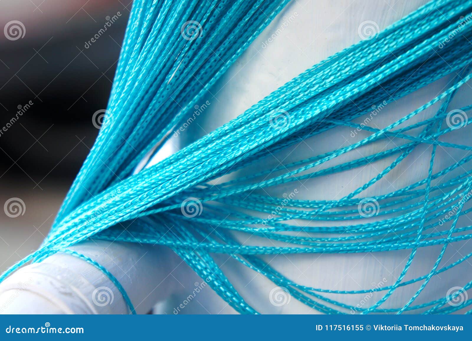 Blue Curtain of Ropes Woven Blue Bright Curtain of Ropes Hanging Down