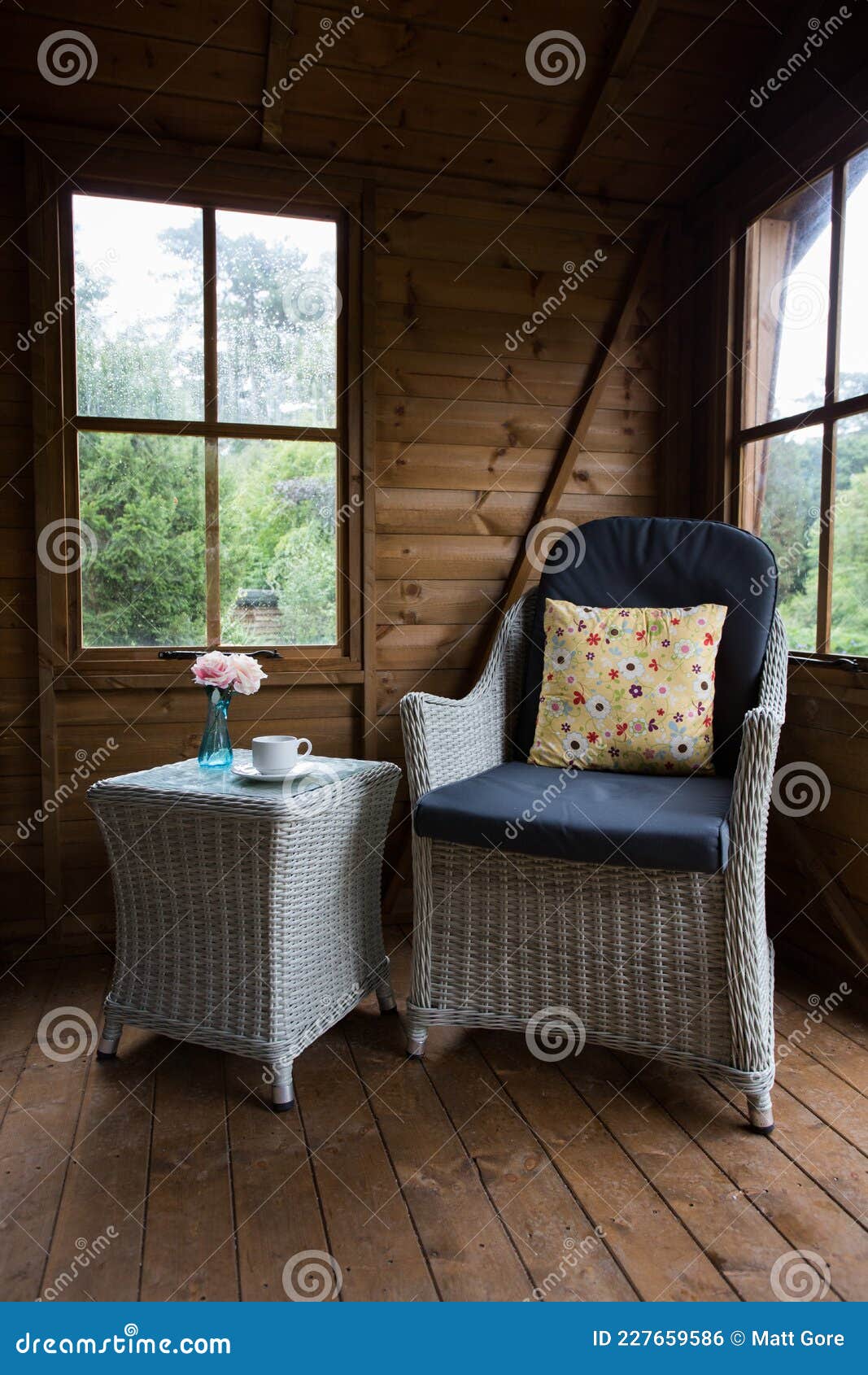 Wicker Chair and Table in a Summerhouse Stock Photo Image of outdoors
