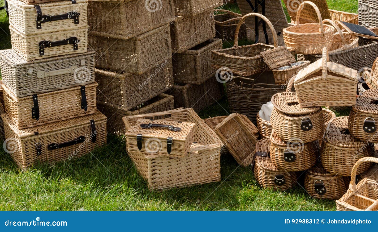 Wicker Hampers and Picninc Baskets Stock Photo Image of countryside