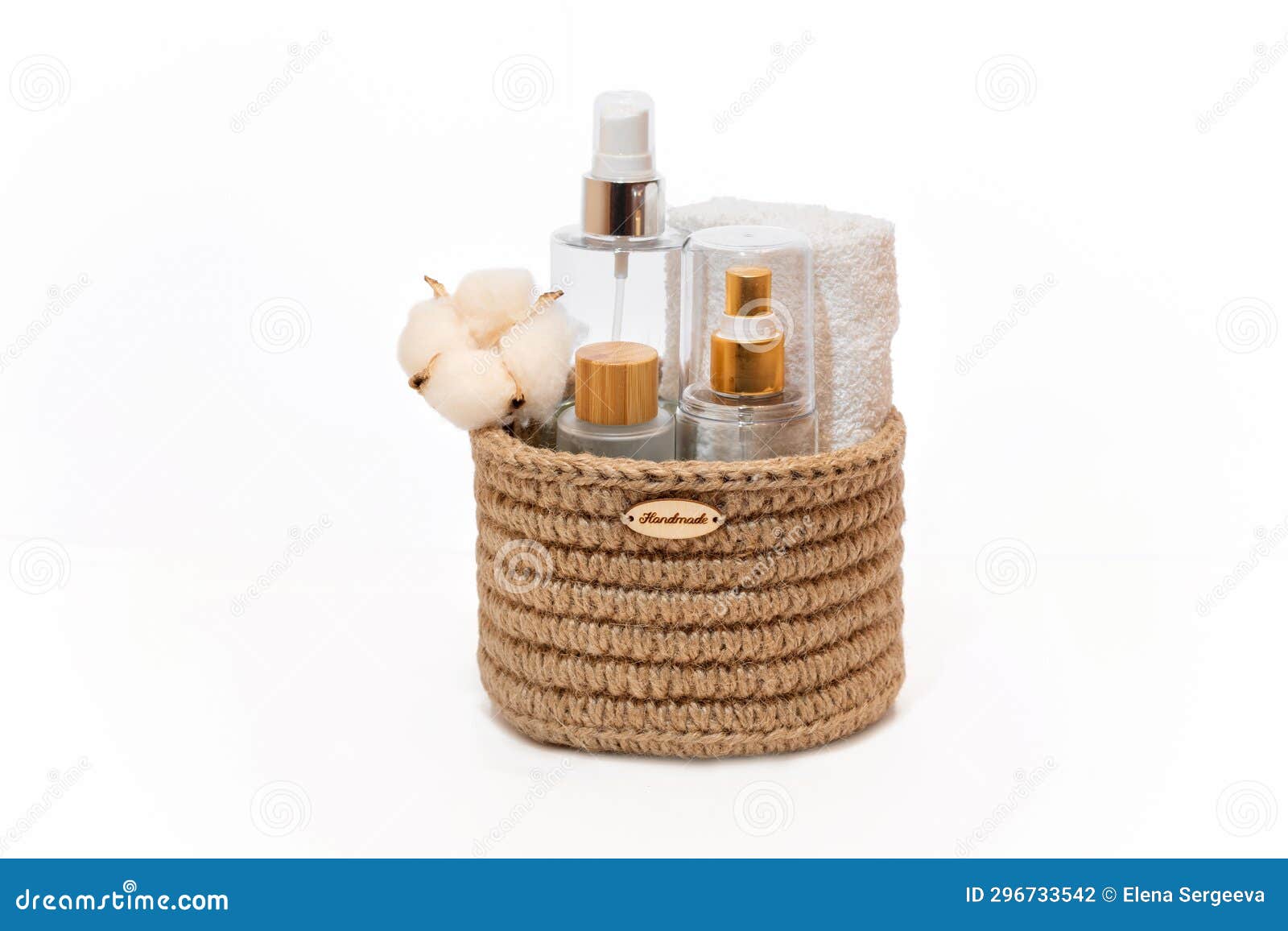 Wicker Jute Basket with Spa Set, Bathroom Storage, Ecofriendly and