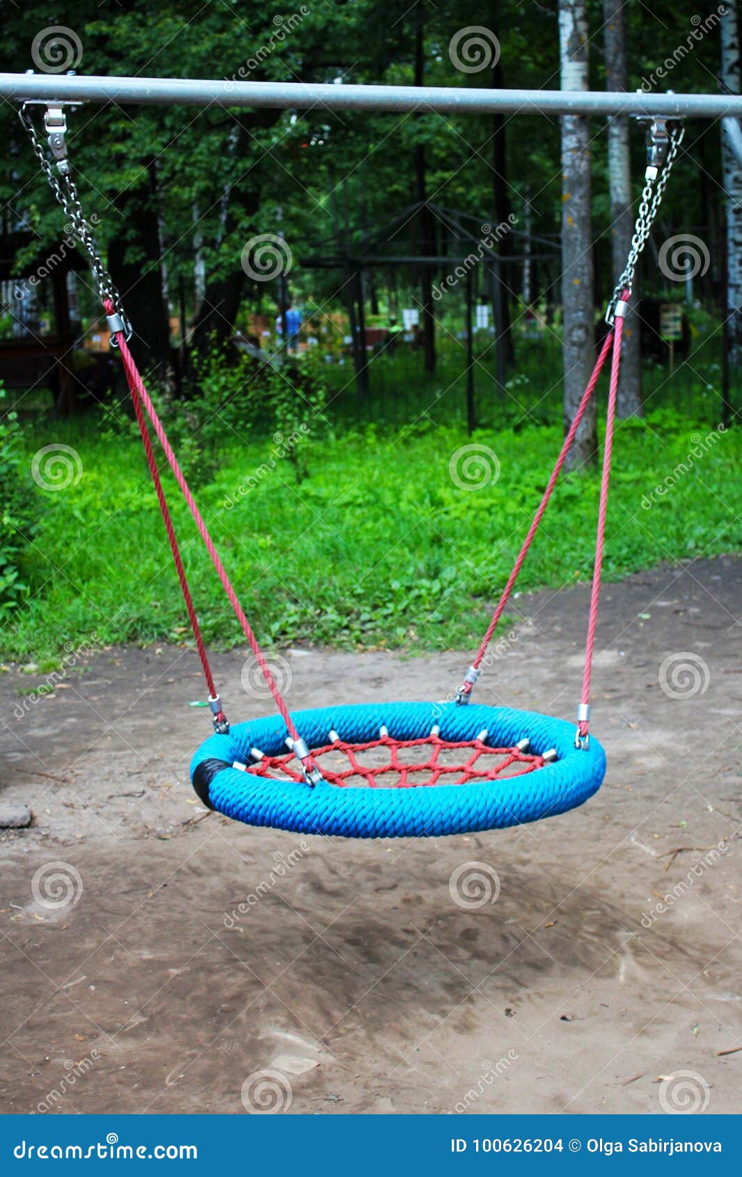 Wicker Round Swing in the Park, Handmade Stock Photo - Image of little,  childhood: 100626204