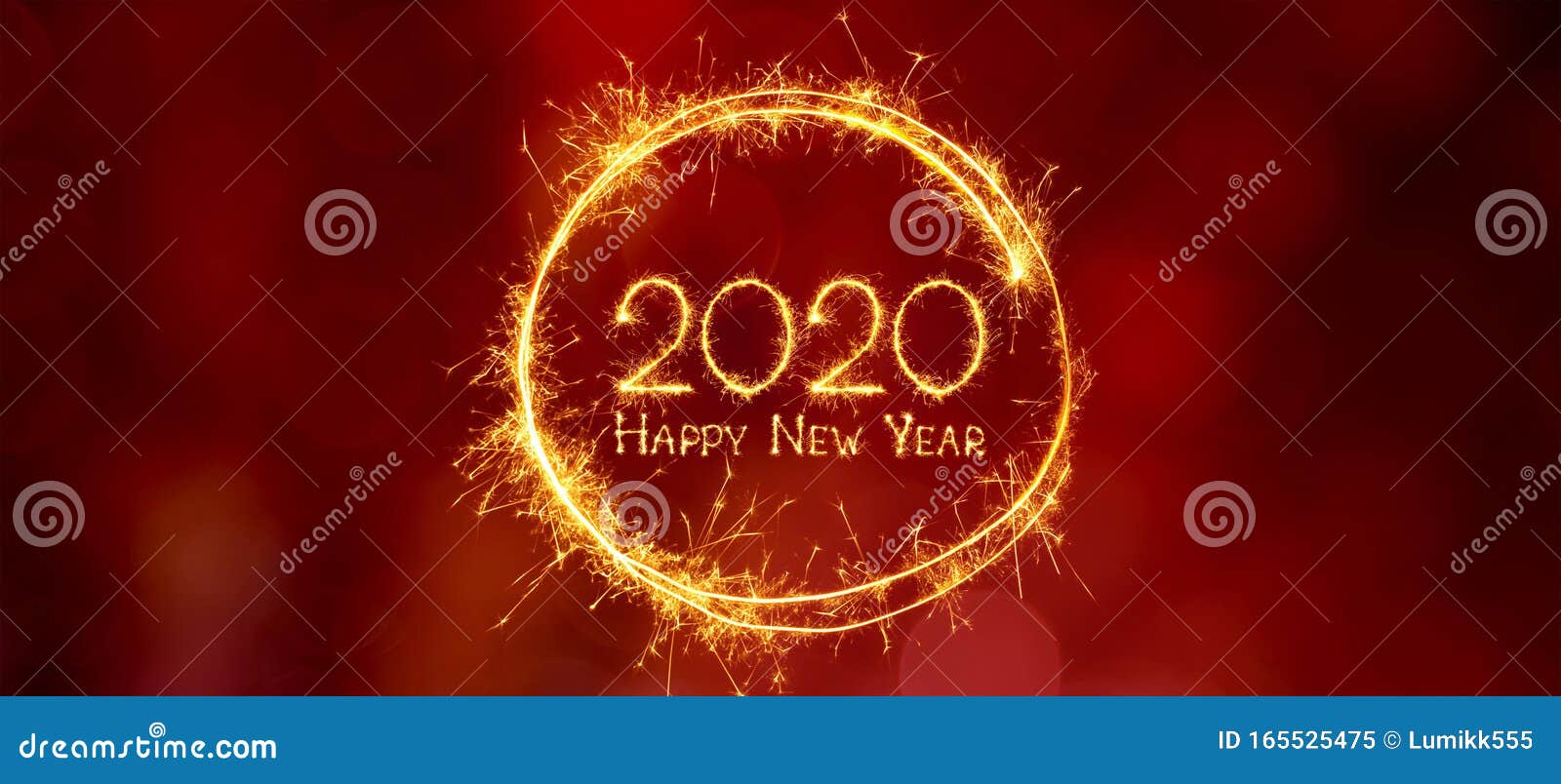 Wide Angle Greeting Card Happy New Year 2020 Stock Illustration ...