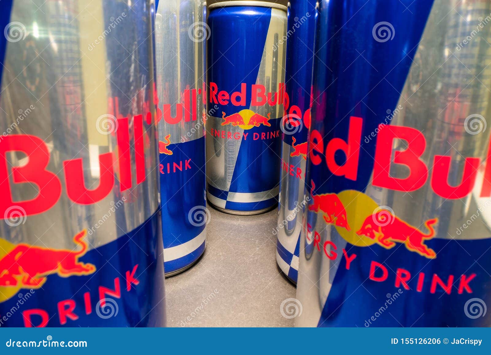 Wide Angle View of Aluminum Red Bull Energy Drink Can on Dark Background.  Redbull Drink Editorial Photo - Image of cool, beverage: 155126206