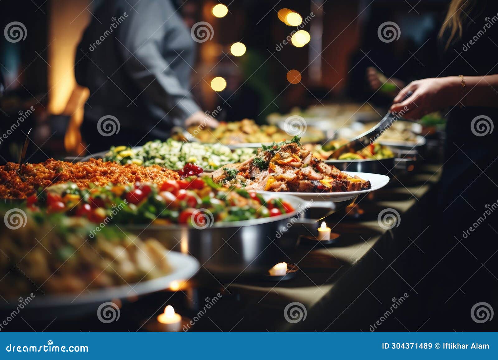 A Wide Array Of Delicious Dishes Displayed On Plates In A Buffet Line