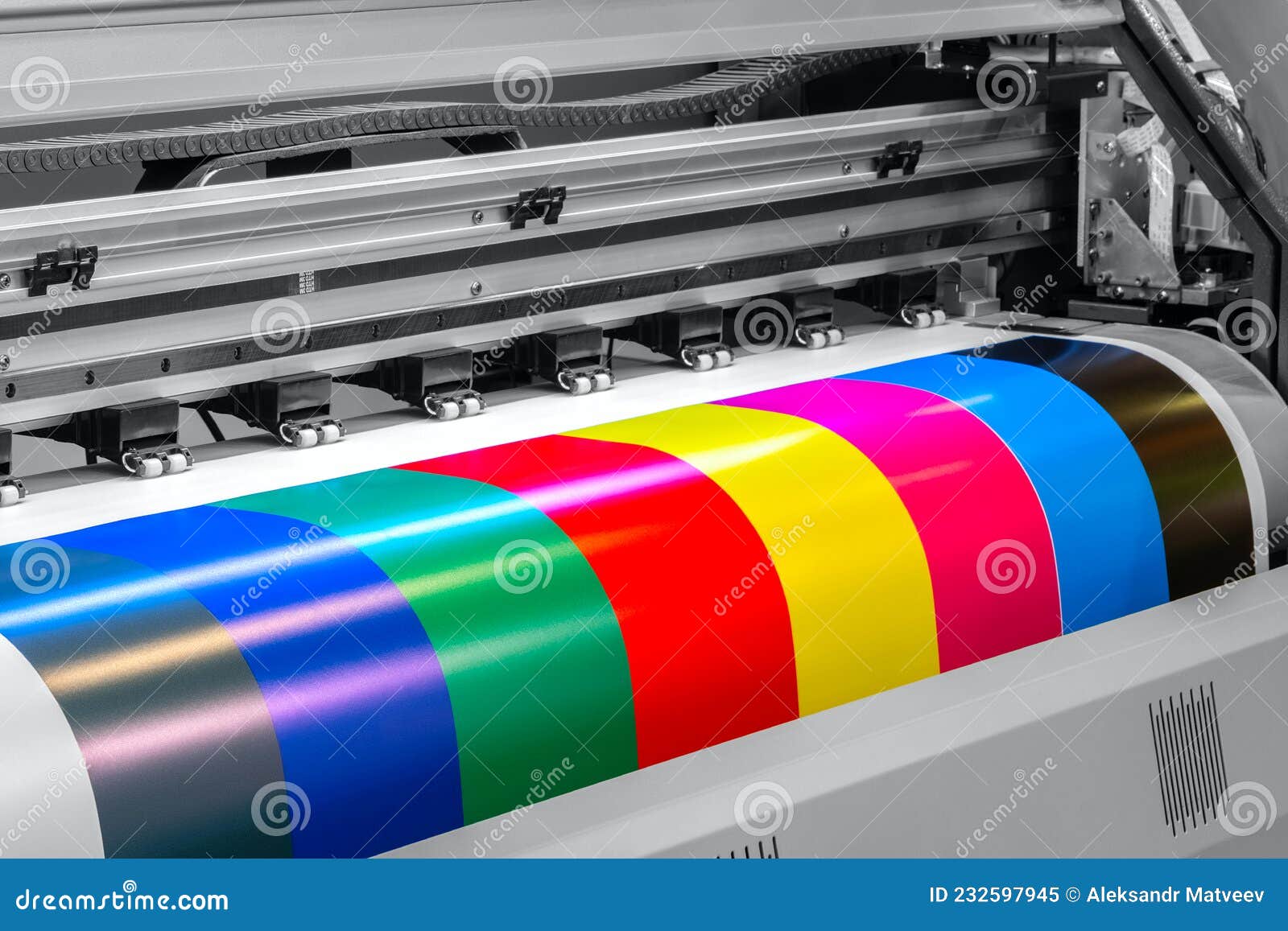 wide-format inkjet printer, prints color stripes for proofing