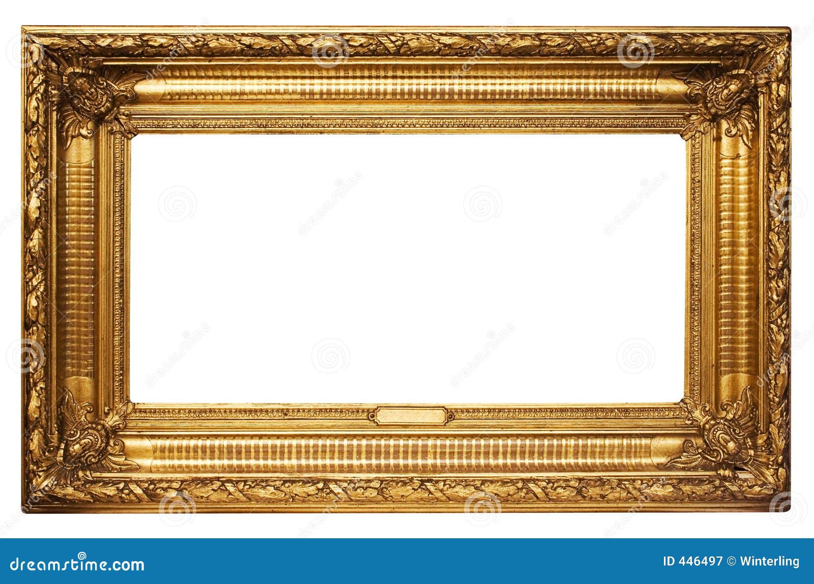 wide golden picture frame w/ path