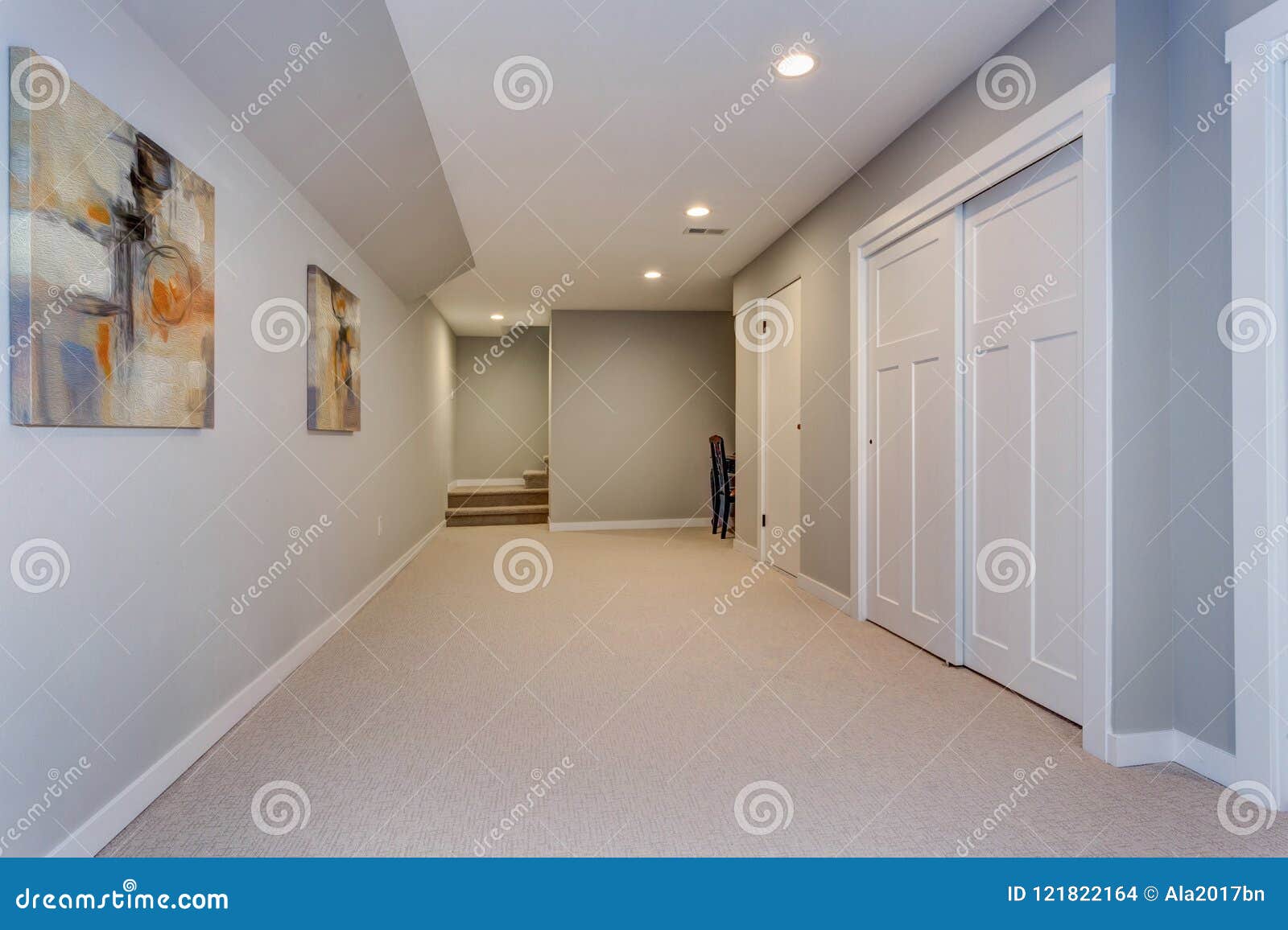 Wide Hallway Of Home Basement Stock Photo Image Of Bright Building 121822164