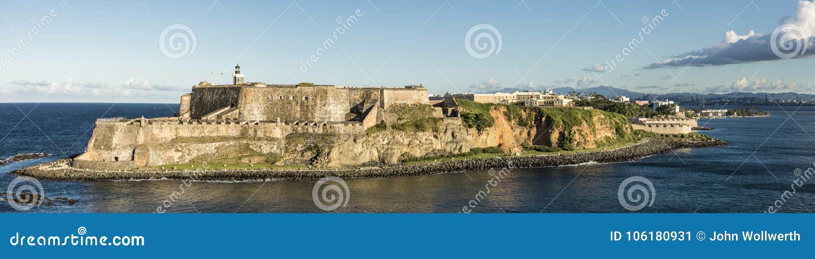 Panoramic view of the colonial fortresses of El Morro and La