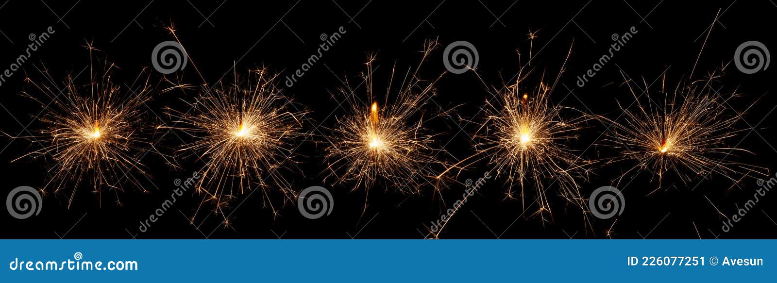 Wide Panoramic Design of Christmas Sparkler Lights Stock Image Image