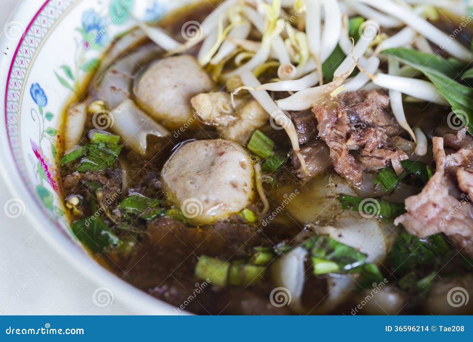 Wide Rice Noodle in Thick Soup with Beef Stock Photo Image of cook