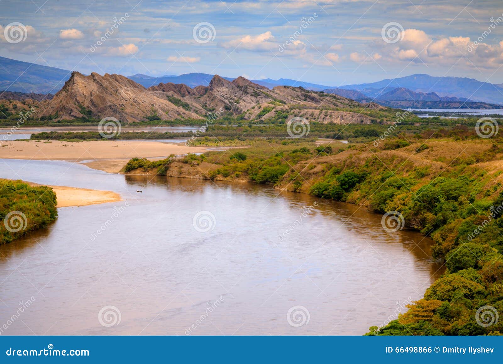 wide river and rock mountains