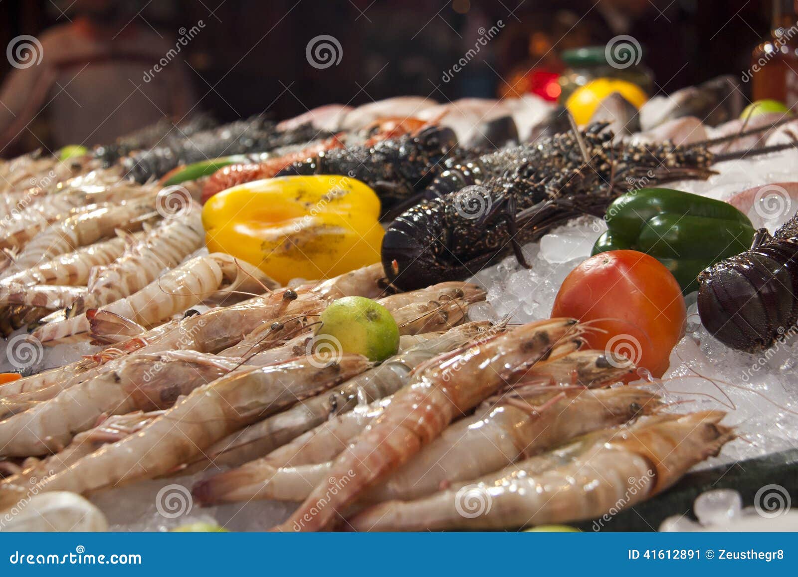 Wide Selection of Fish on Seafood Market Display Stock Image Image of