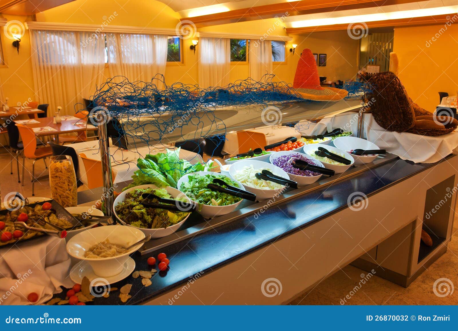 Wide Selection of Fresh Salads at a Buffet Bar Stock Photo Image of