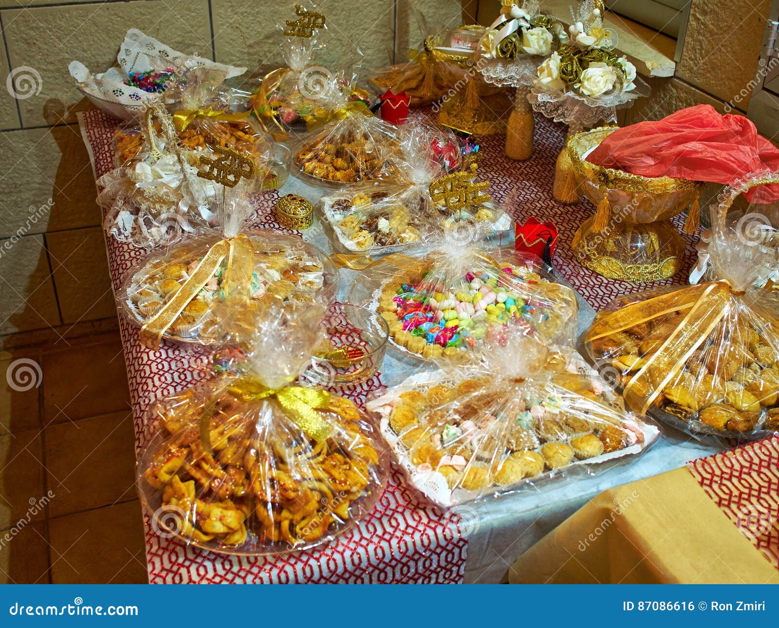 Wide Selection of Traditional Eastern Desserts Sweets Stock Photo