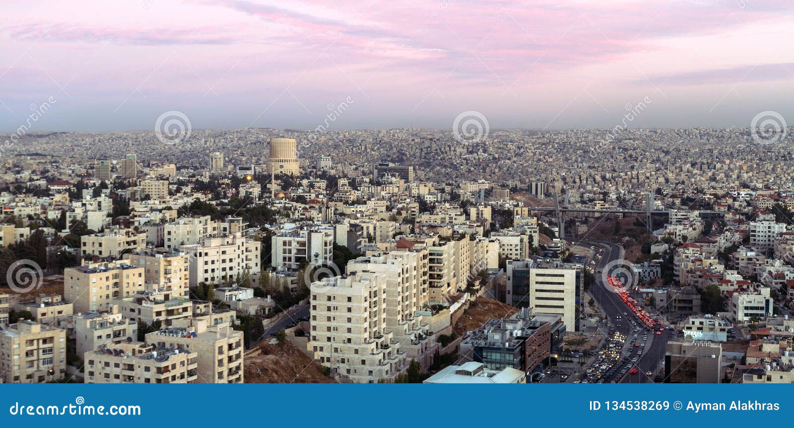 Wide Shot for Amman Mountains at Evening after the Sunset Stock Image -  Image of landmark, evening: 134538269