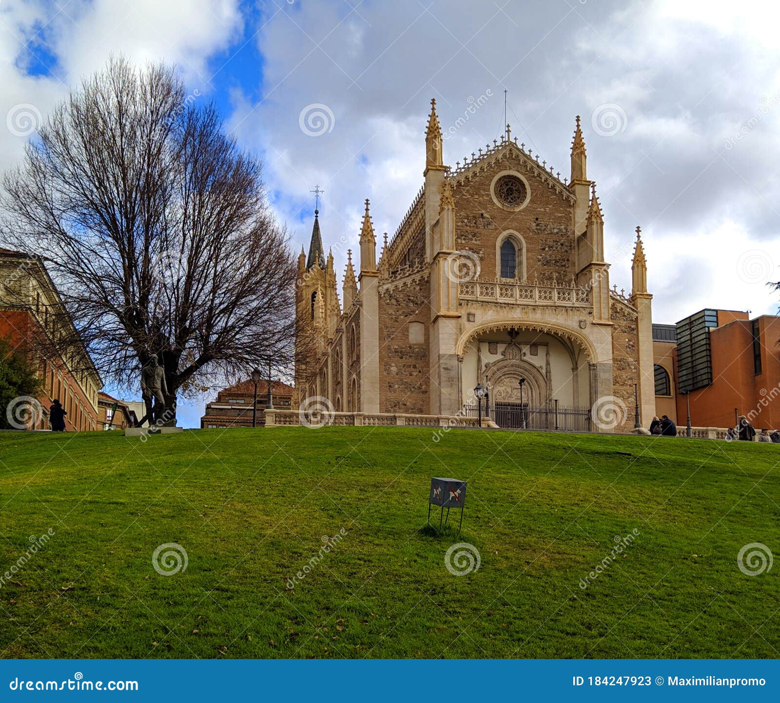 san jerÃÂ³nimo el real exterior early 16th-century church in central madrid, spain wide shot