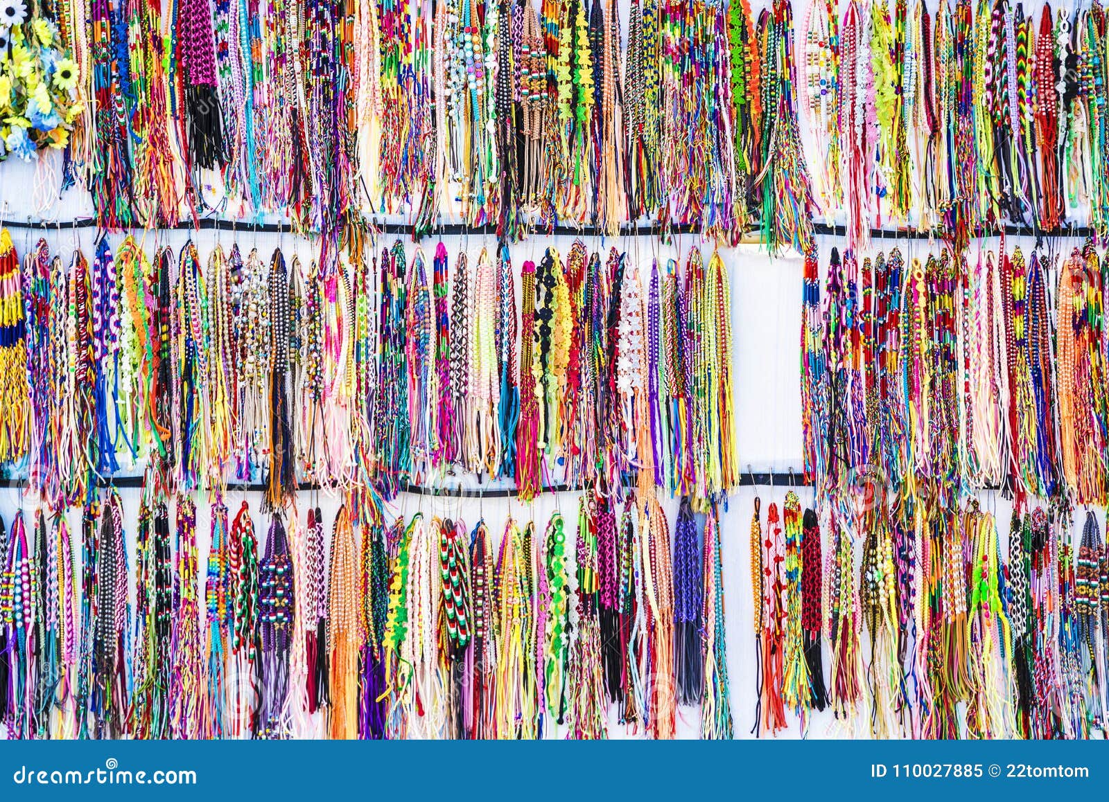 Wide Variety of Multicolor Bracelets in a Souvenir Shop Stock Image ...