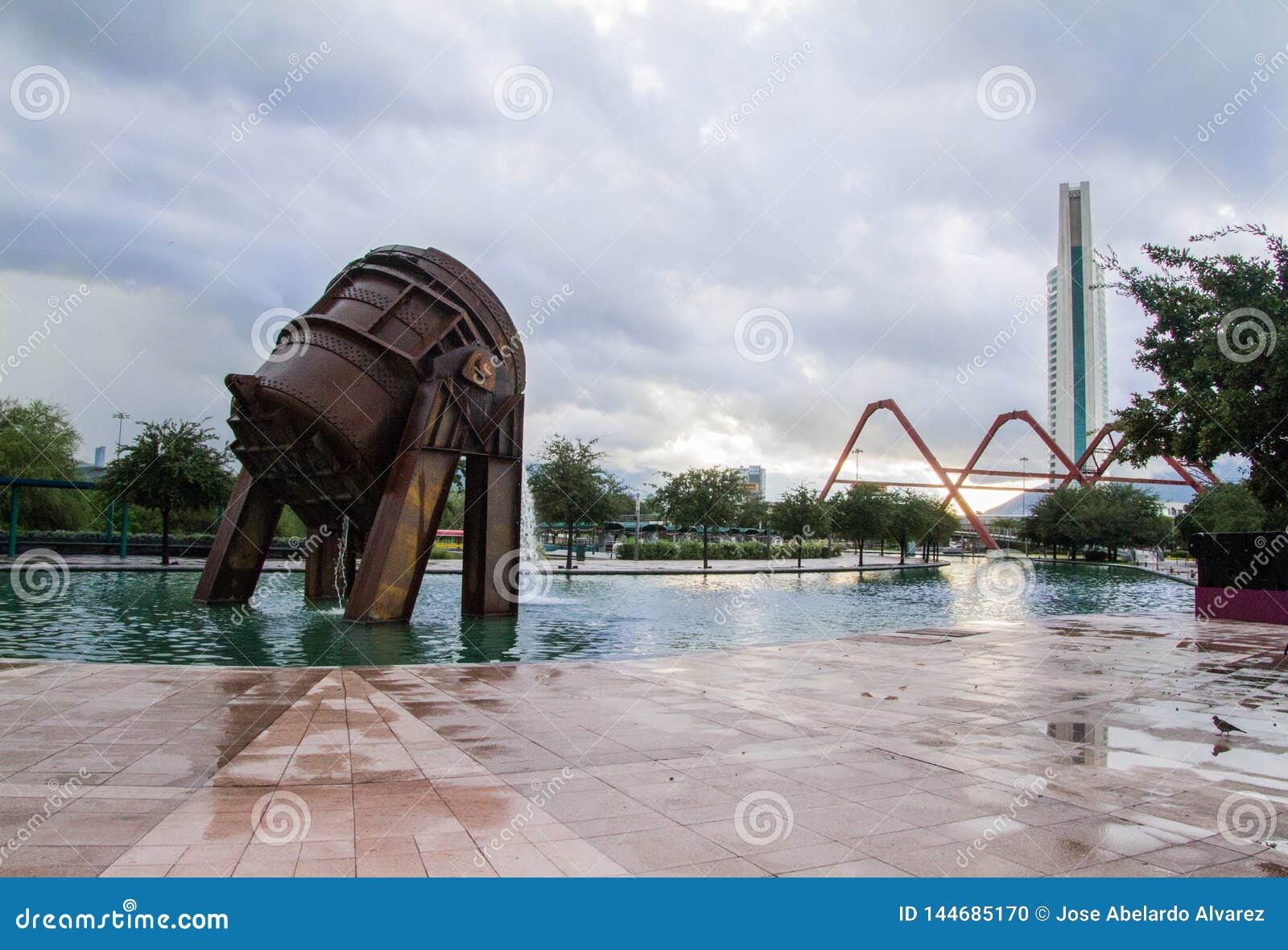 wide view of the clisol that was used in the elaboration of cast iron. it is in the foundry park of monterrey mexico.