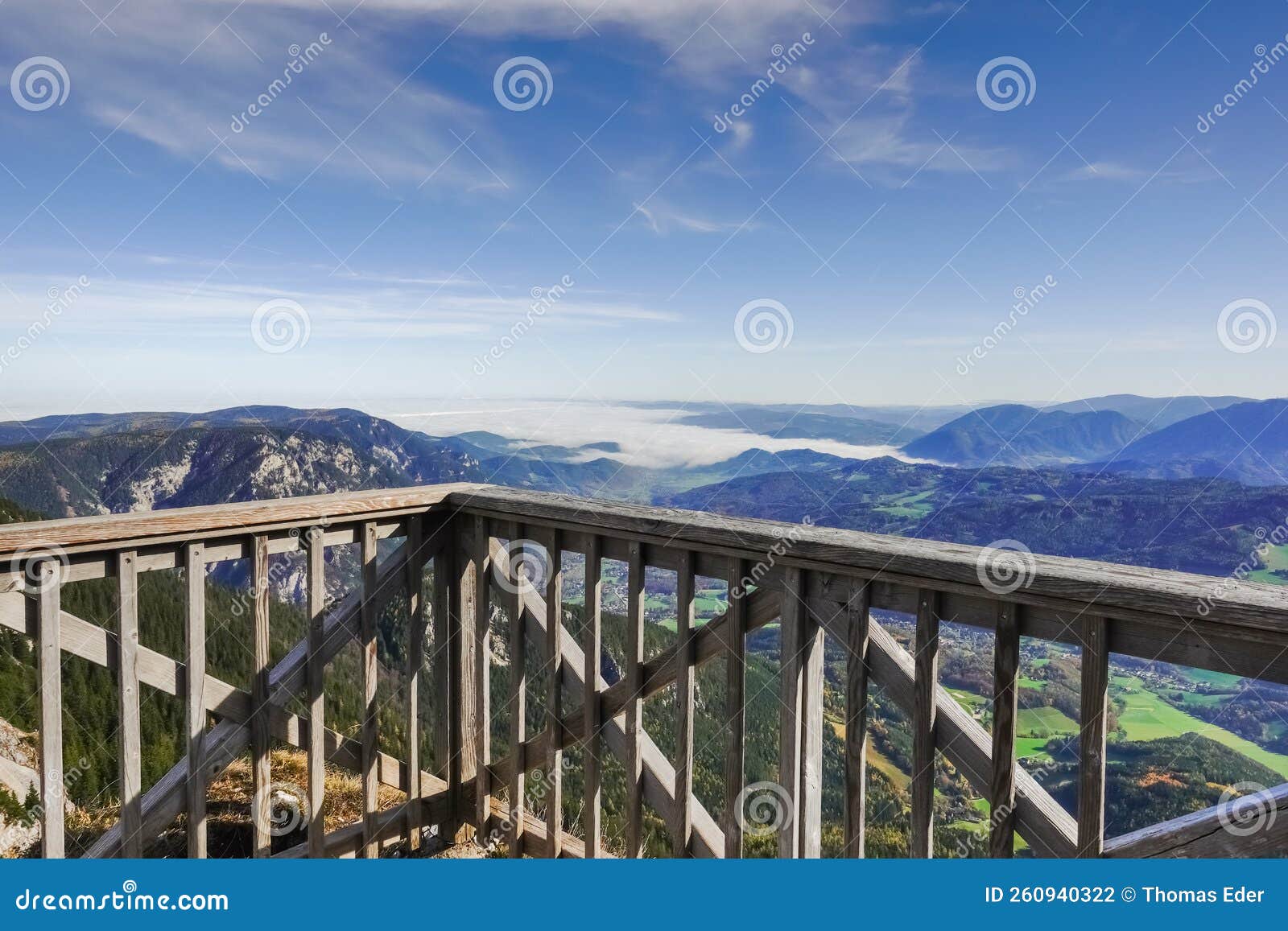 Wide View on a Wooden Viewing Platform on a Mountain Stock Photo ...