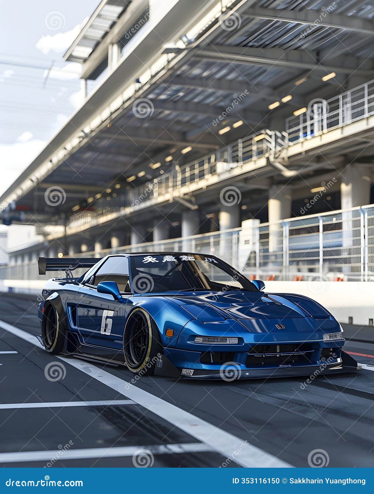 widebody car front view with racing style