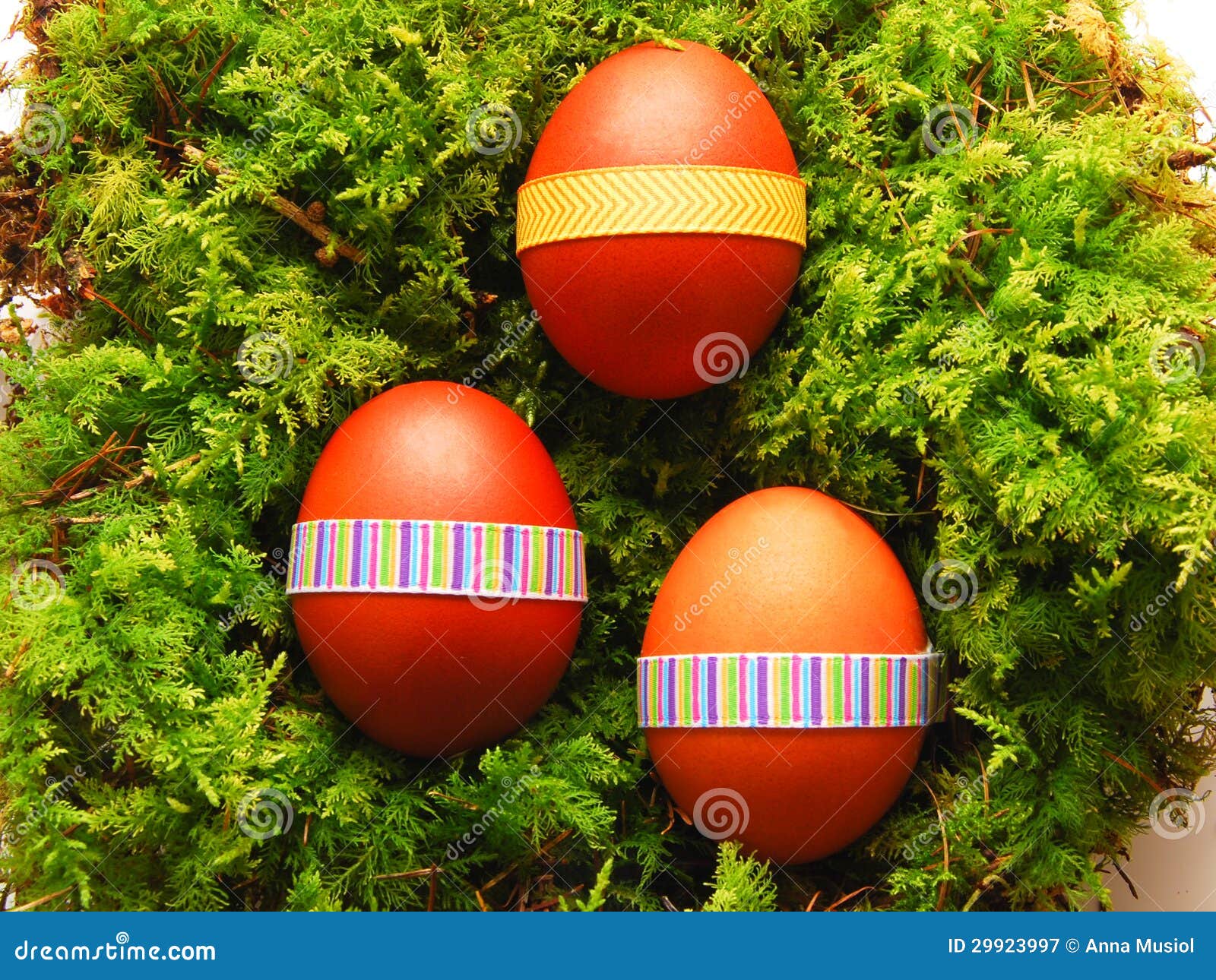 Wielkanocni jajka na zielonym mech