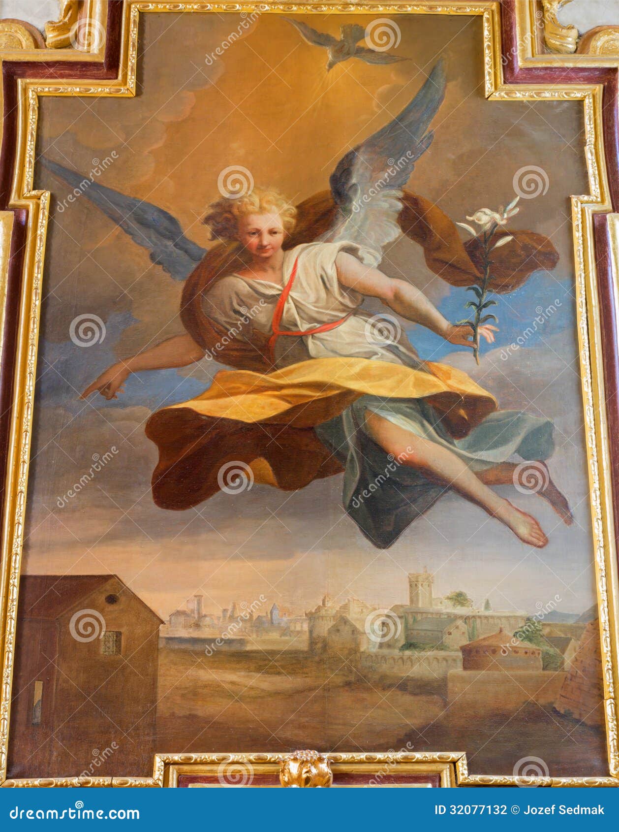 Wien Erzengel Gabriel Farbe Vom Seitenaltar In Der Barocken Jesuitkirche Stockfoto Bild Von Jesuit Wien
