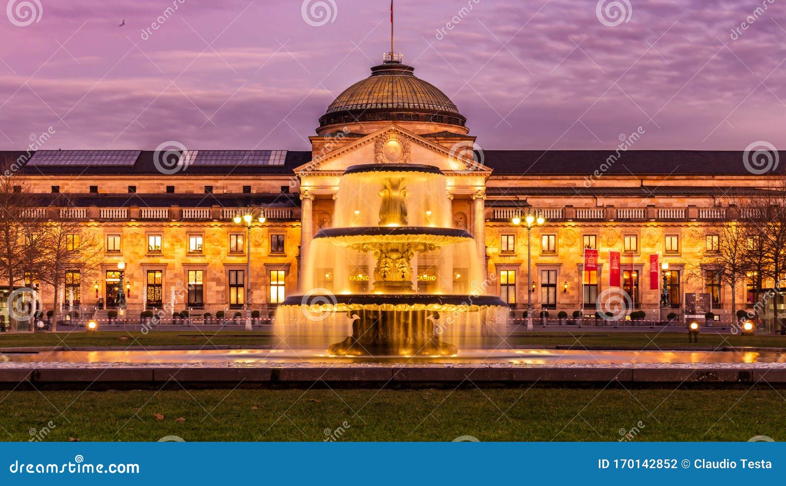 Wiesbaden Kurhaus And Casino Building With The Colors Of The