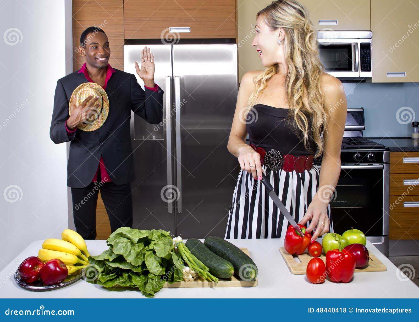 Wife Cooking Surprise Dinner Stock Photo - Image of family, caucasian