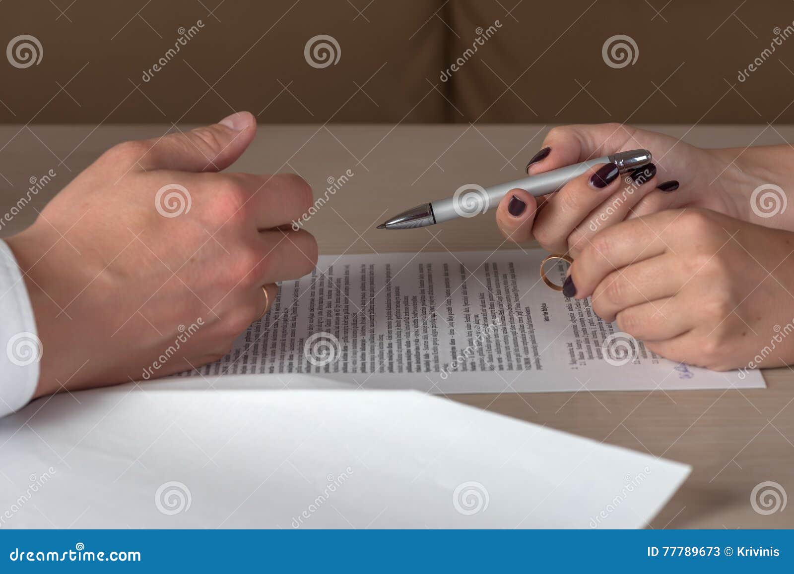 Wife And Husband Signing Divorce  Documents  Woman 