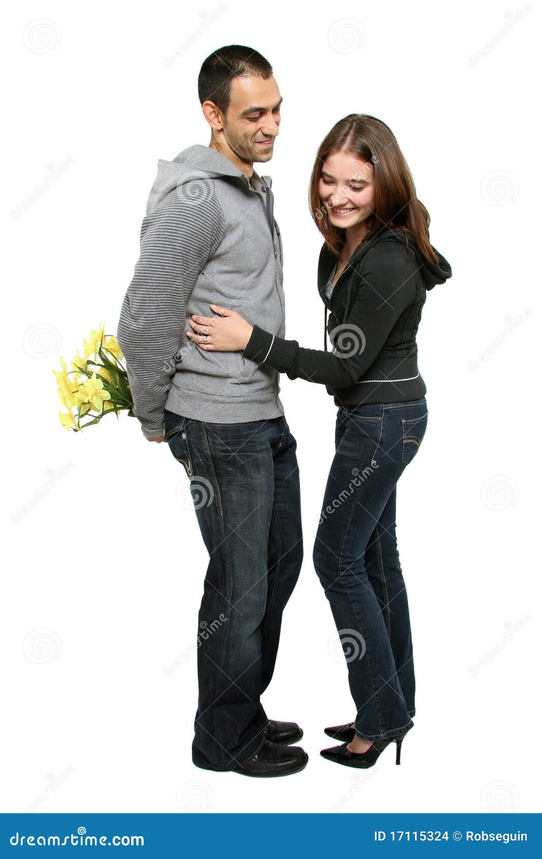 Wife looking for flowers stock photo. Image of love, smiling 17115324