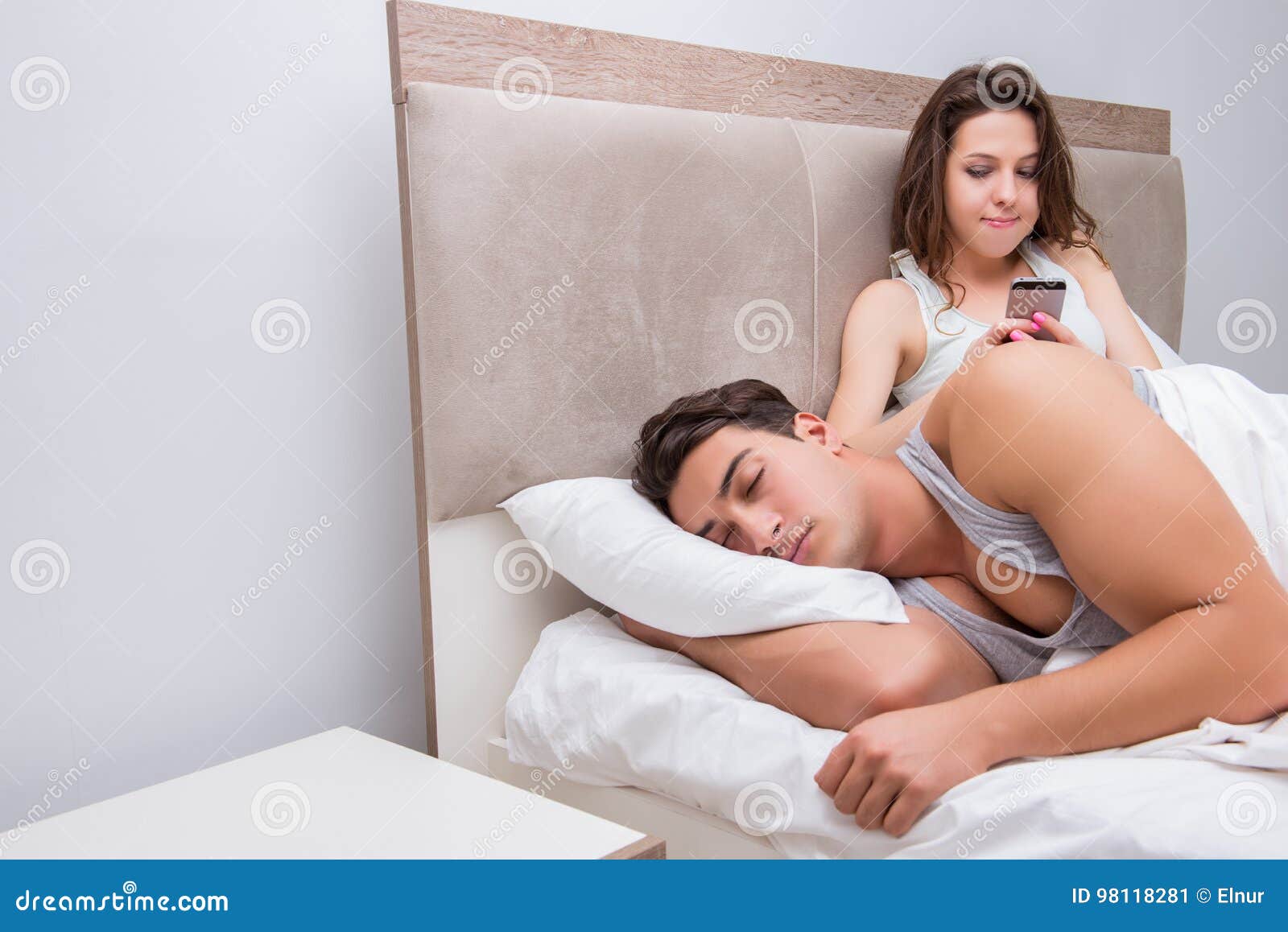 The Wife Reading His Husbands Text Sms Messages Stock Image picture pic