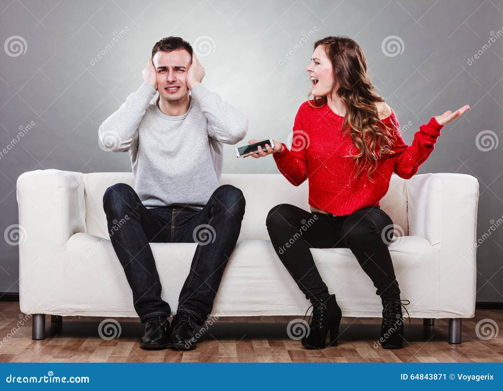 Wife Shouting At Husband Cheating Man Betrayal Stock