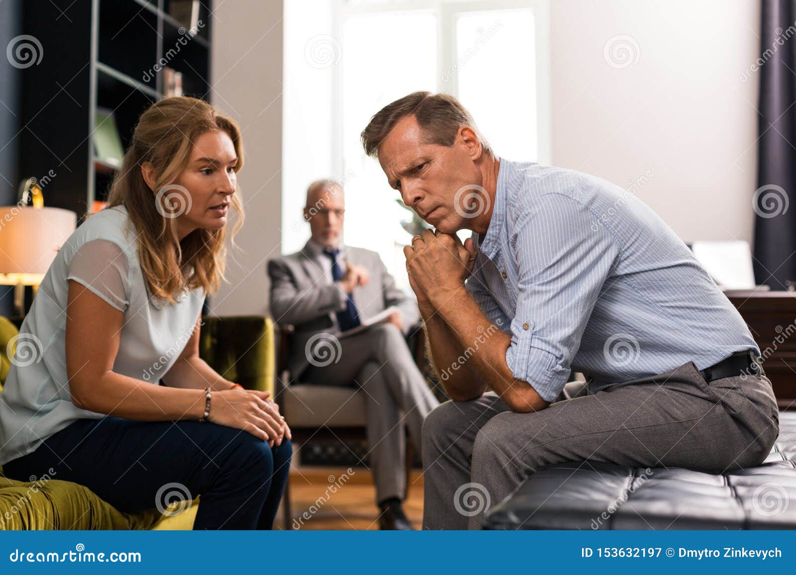Wife Talking To Her Husband During The Session Stock Image Image Of