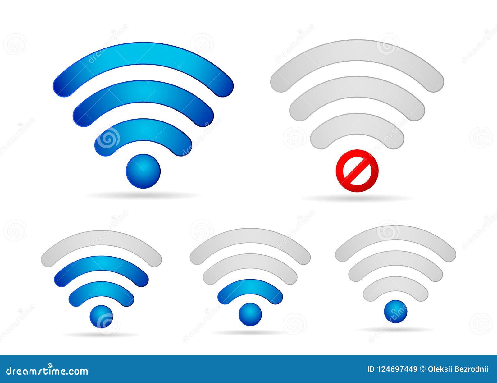 Wifi信号强度象集合向量例证 插画包括有wifi信号强度象集合