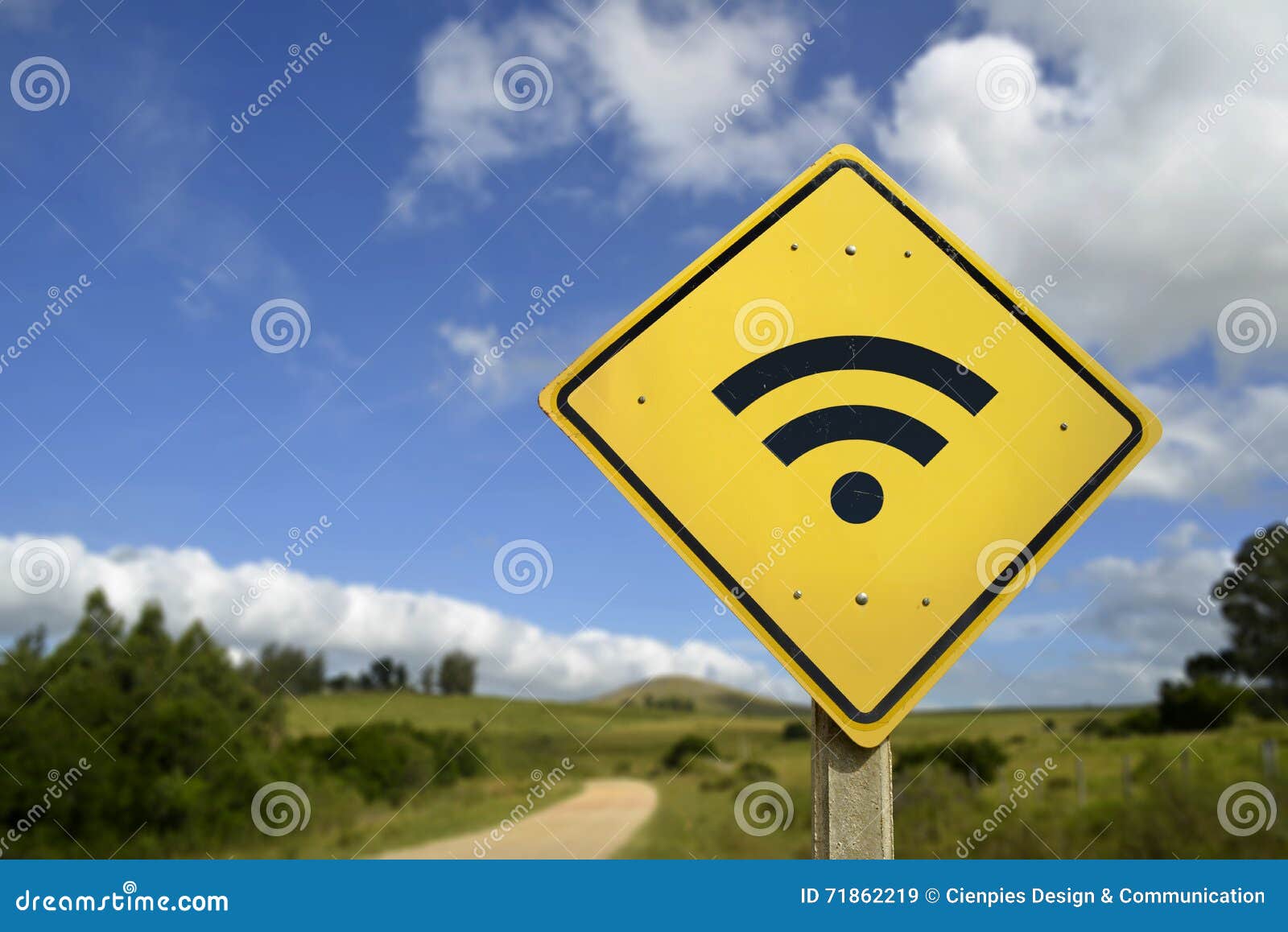 wifi access road sign concept in rural area