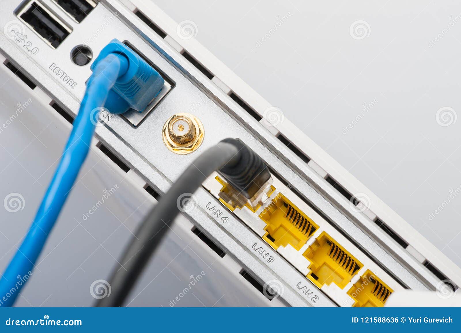 Wifi Routers Sockets For Connecting Network Cables Stock Photo Image Of Electronic Router 121588636
