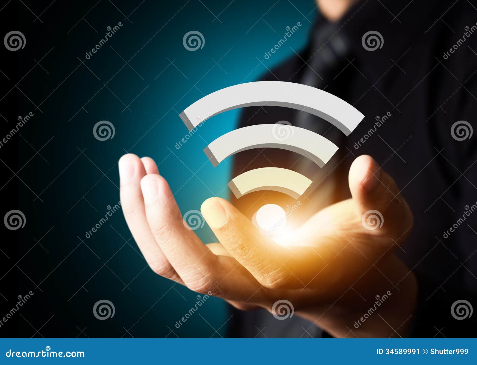 wifi social network technology  in businessman hand