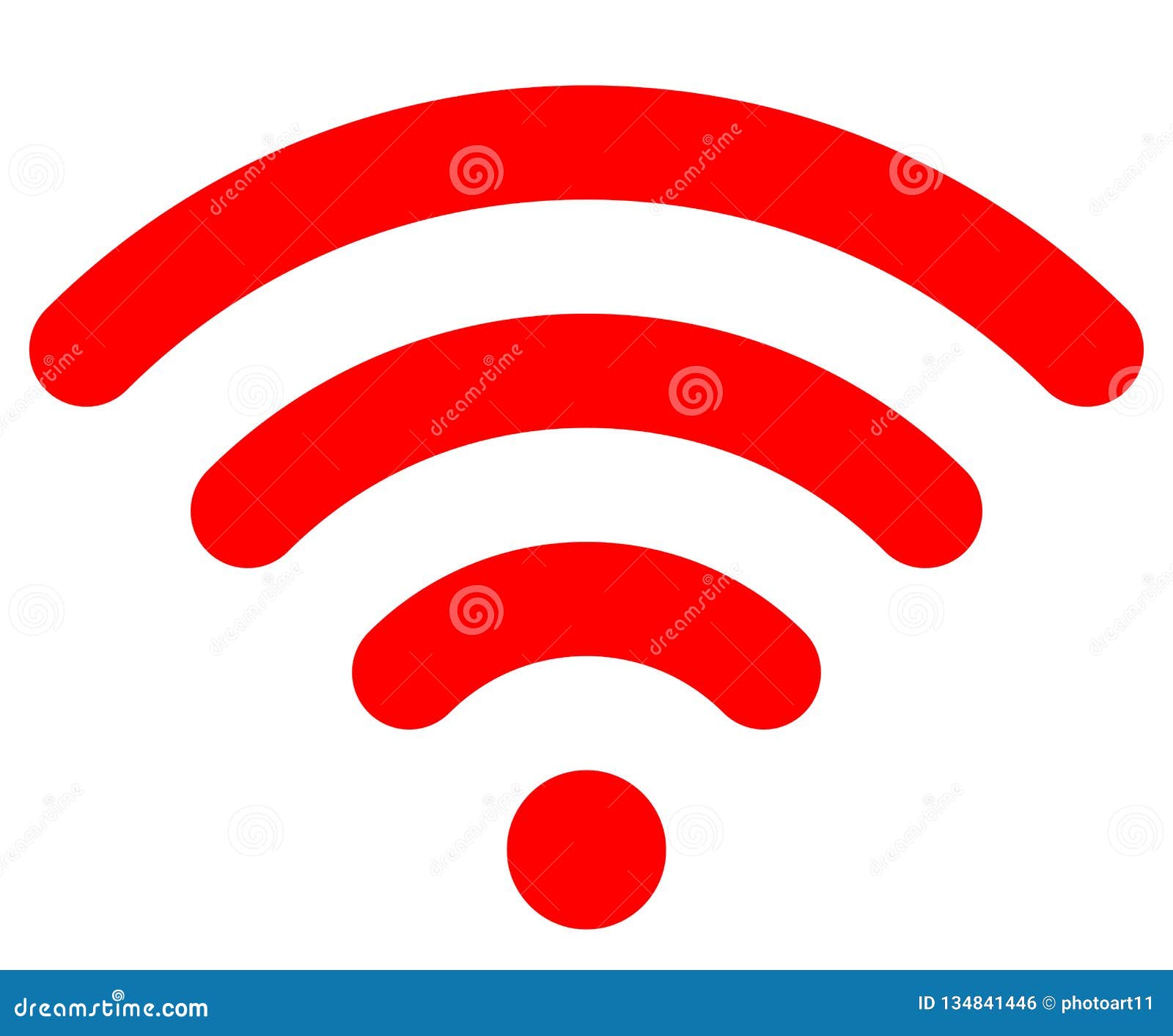 Wifi Symbol Icon - Red Simple Rounded, - Vector Stock - Illustration of rounded, 134841446