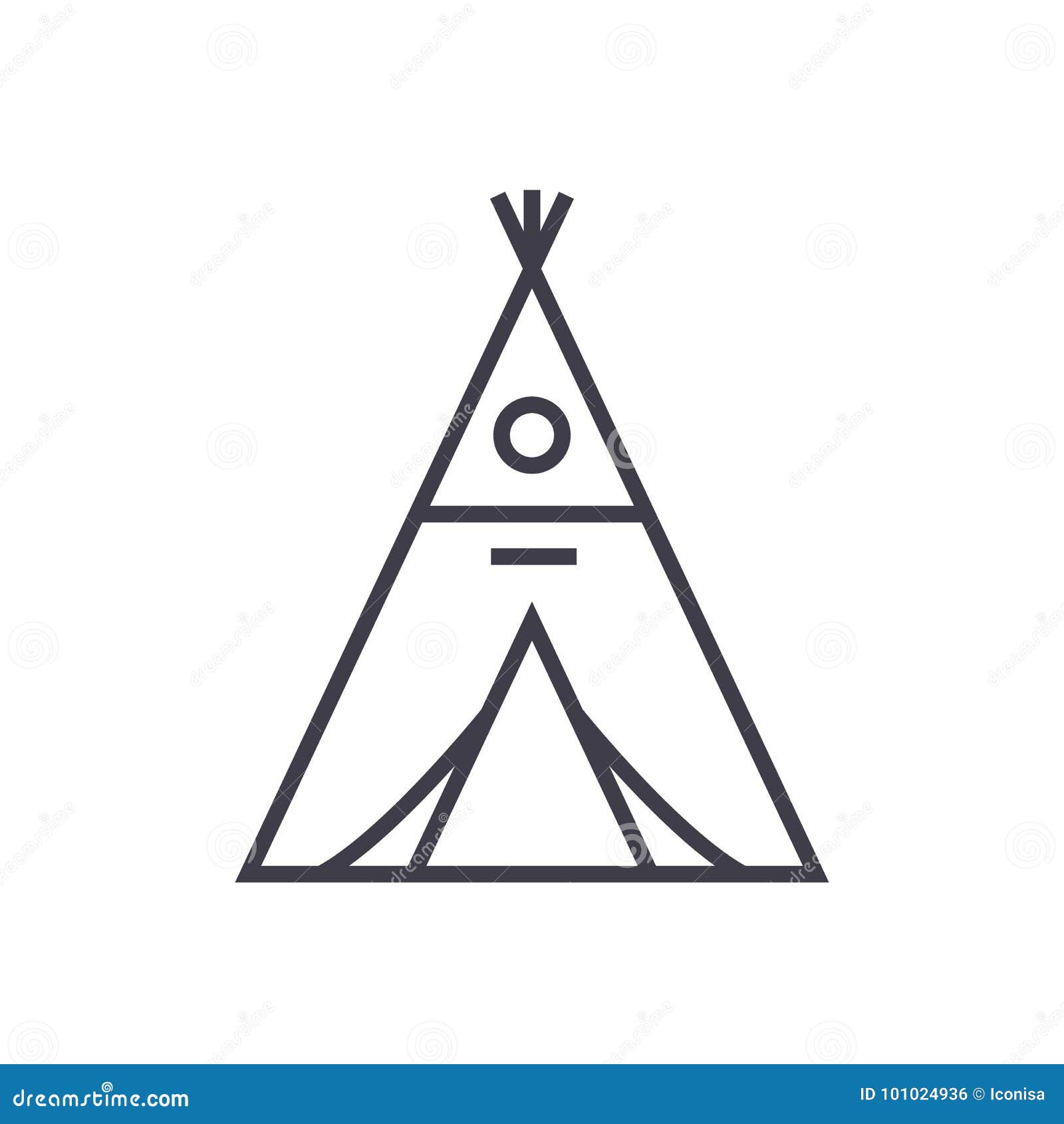 Wigwam Vector Line Icon, Sign, Illustration On Background, Editable