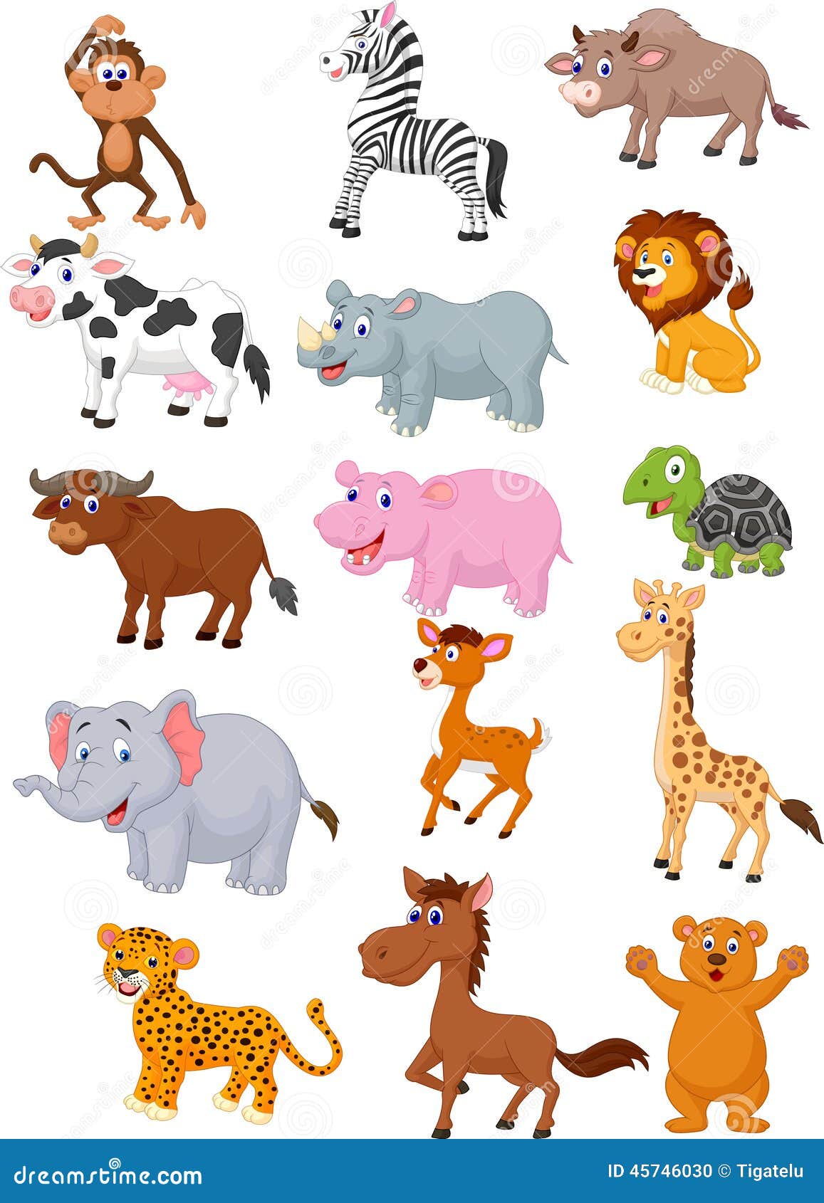 wild animal cartoon collection