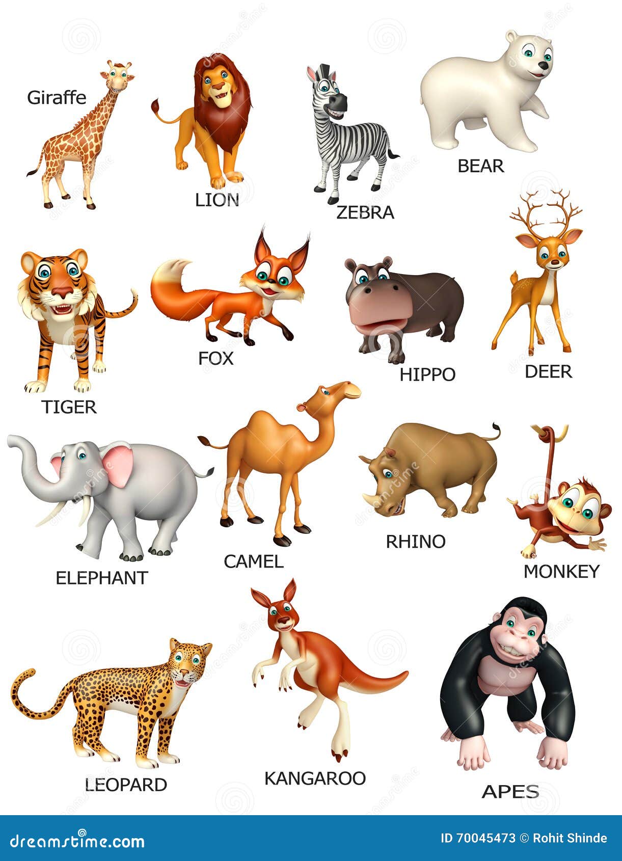 Wild animal chart stock illustration. Illustration of comic - 70045473